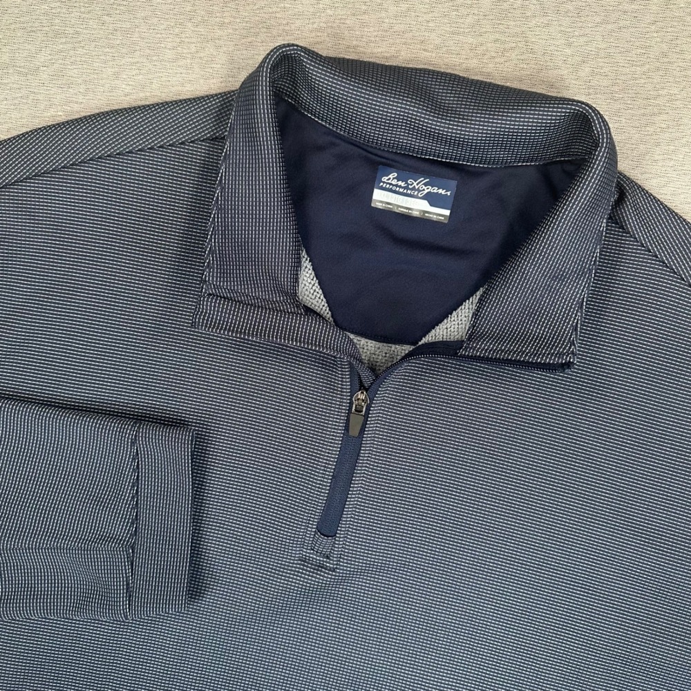 Ben Hogan Performance 1/4 Zip Pullover Mens 3XL Navy Blue Micro Stripe Golf